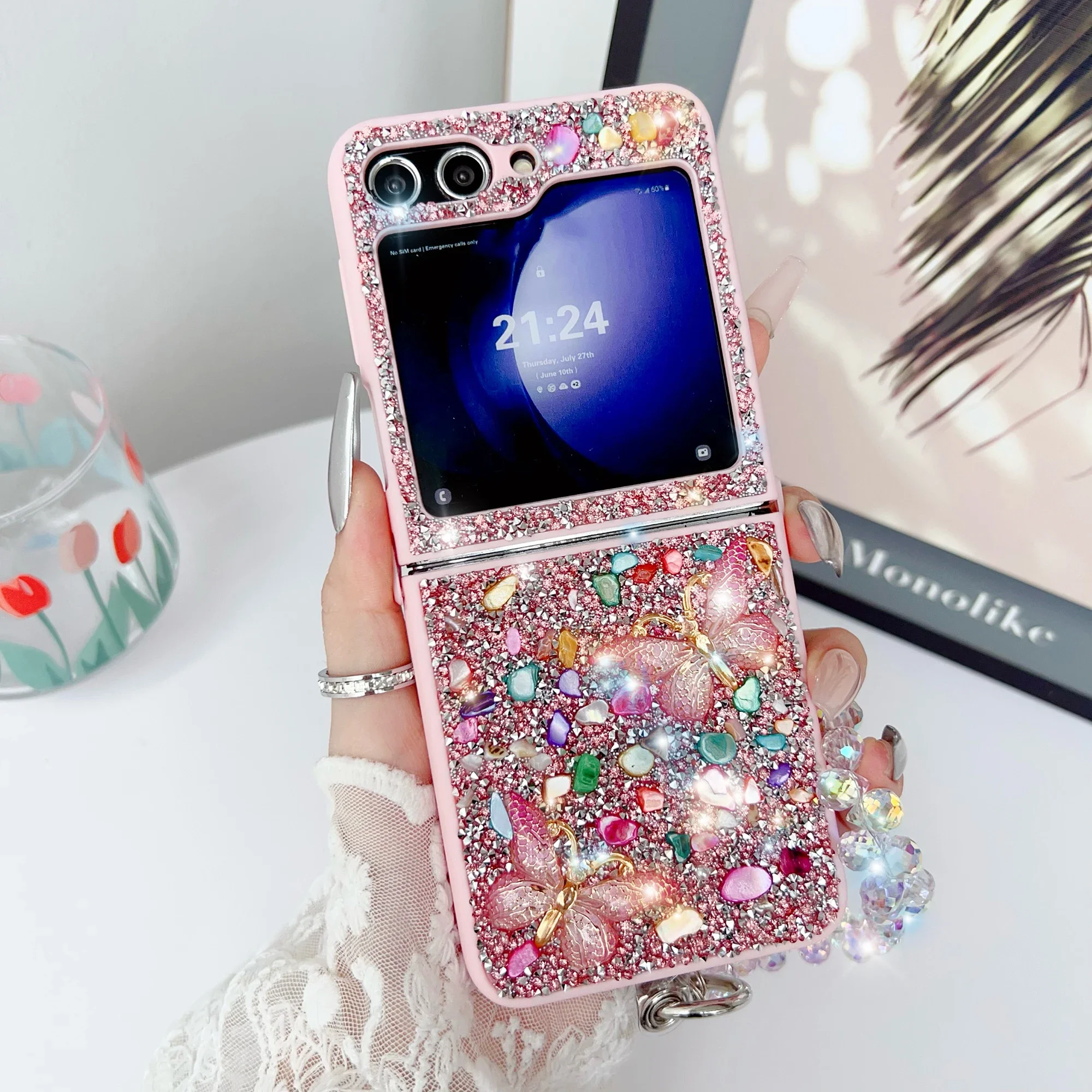 Phone Cases Z Flip 7 - Funda de teléfono con purpurina de